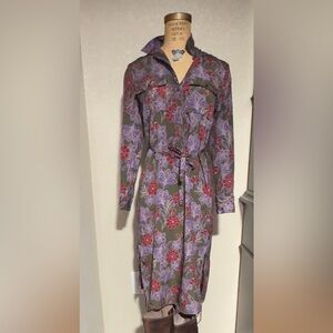 Joe Fresh Olive Floral Long Sleeve Dress